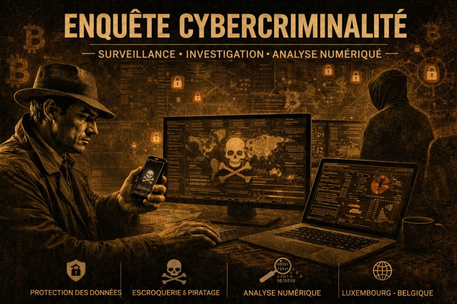 Enquête cybercriminalité avec détective privé spécialisé en analyse numérique et cyber renseignement – lutte contre fraude et piratage Luxembourg Belgique