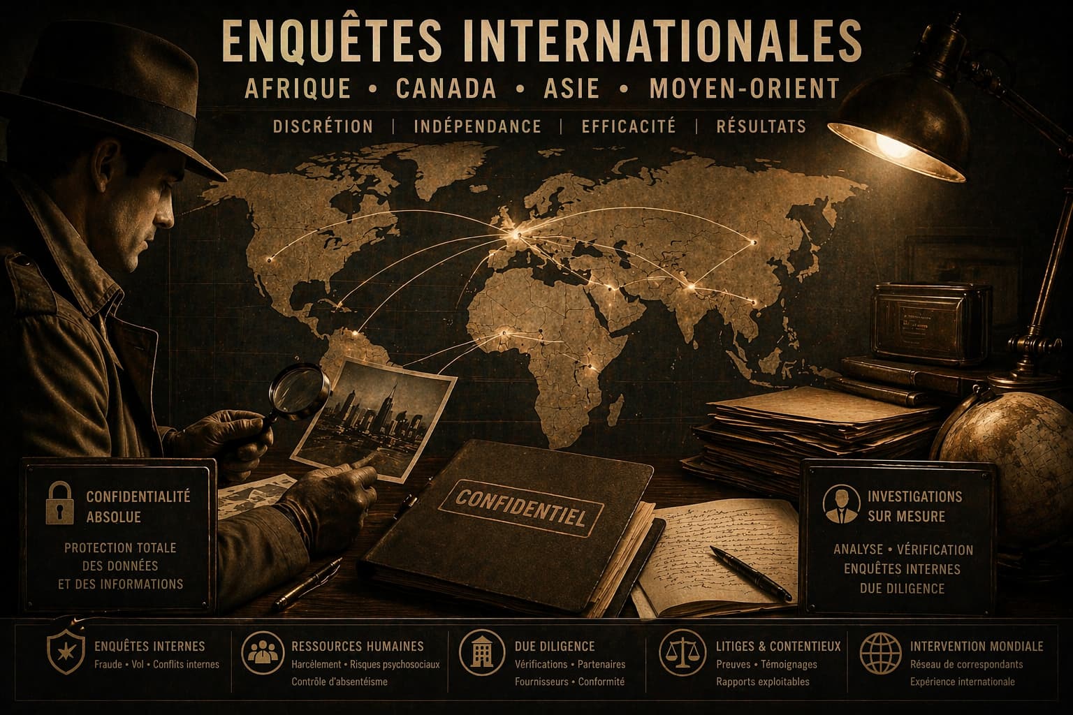 enquête internationale entreprise détective privé Afrique Asie Moyen-Orient Canada investigation transfrontalière