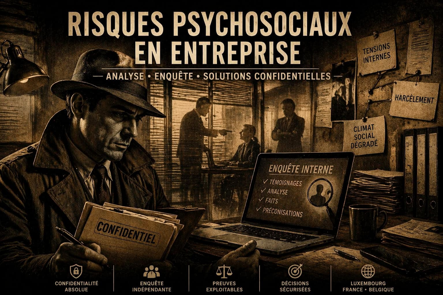 Risques psychosociaux en entreprise enquête interne détective privé Luxembourg
