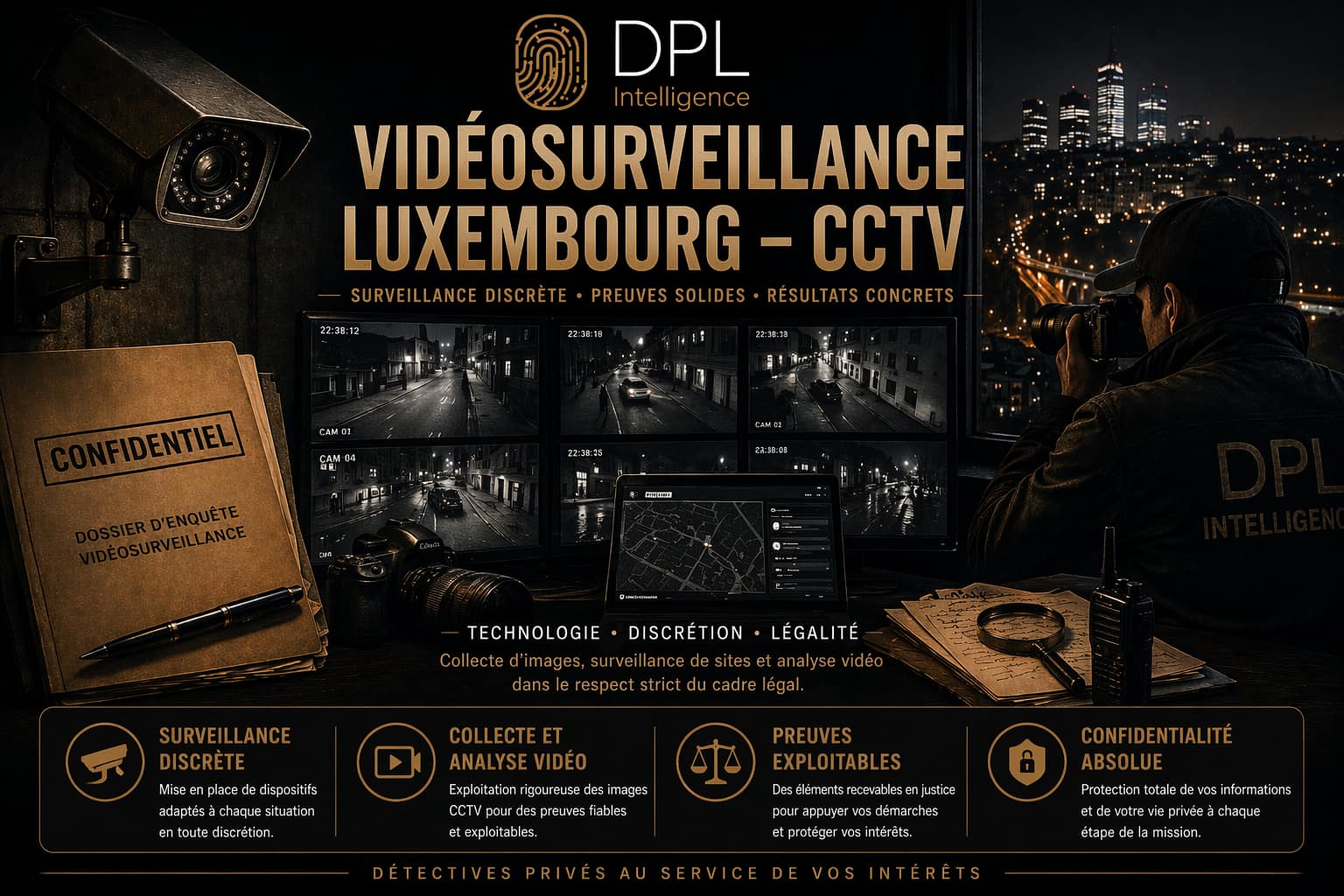 Vidéosurveillance Luxembourg CCTV par détective privé – surveillance discrète et collecte de preuves
